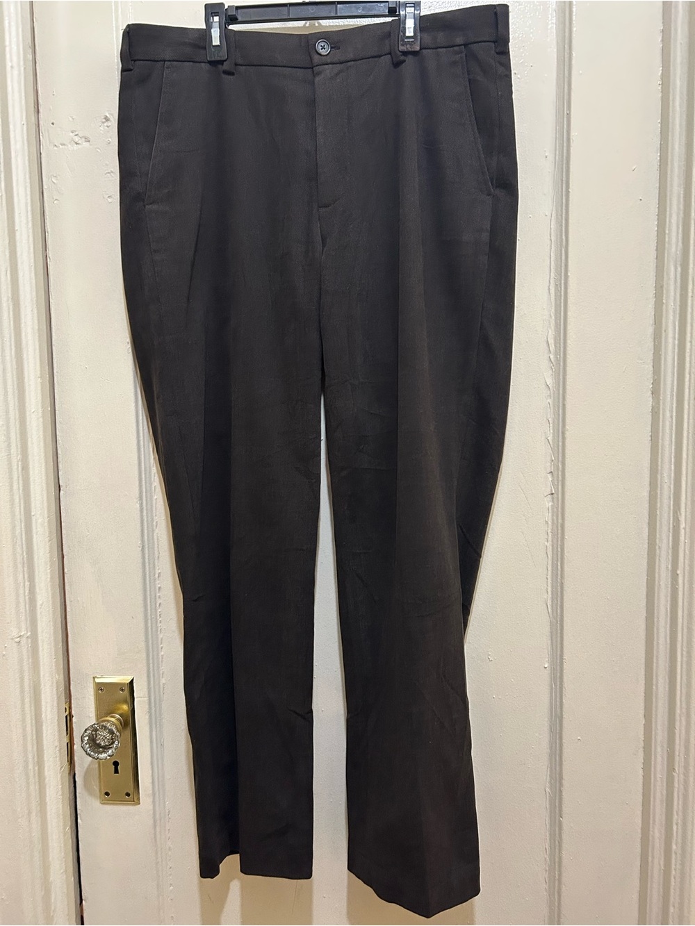 Brooks Brothers Men's Preppy “Clark” Italian Cotton Dress Pants Dark Brown 35/30